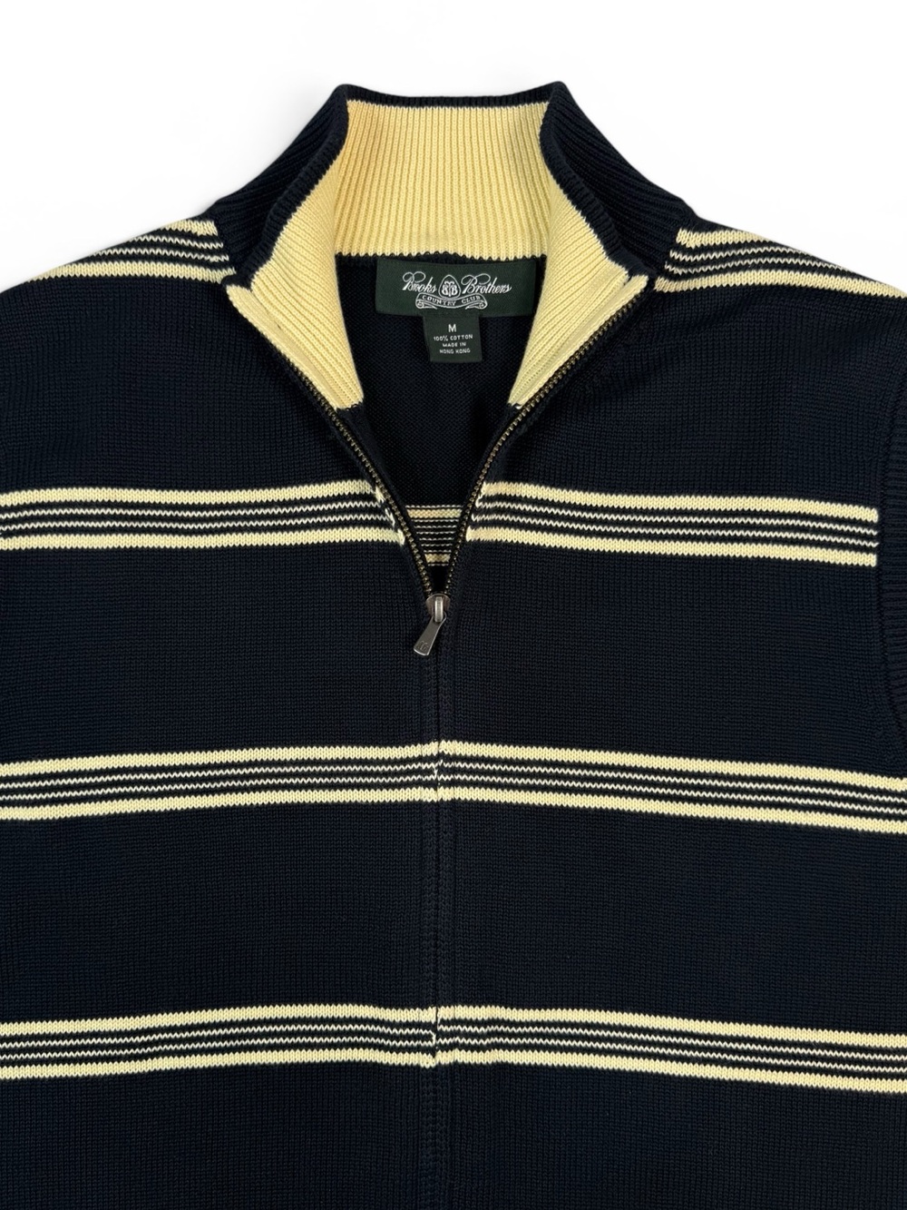 Brooks Brothers Men’s Striped Black Crewneck Zip Sweater Vest Medium - Picture 4 of 12